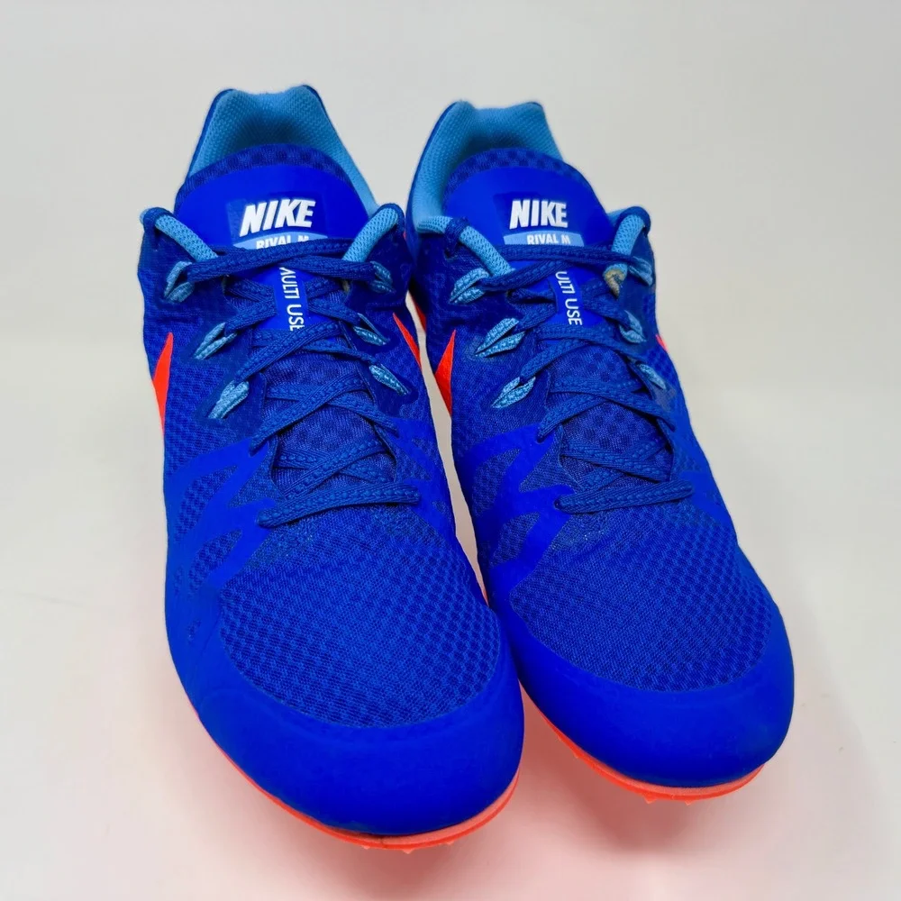Nike Rival M8 Multi Use Racing Track Cleats with Spikes Blue Orange Mens Size 13